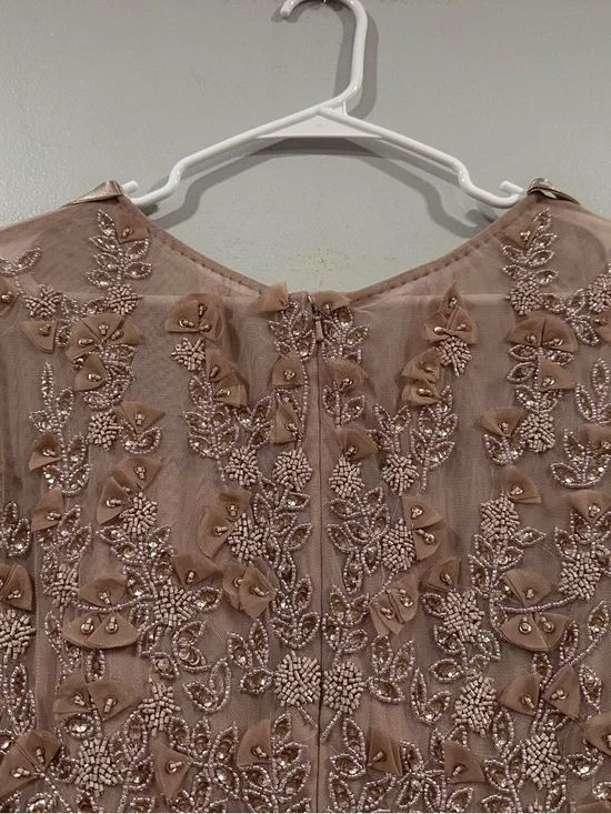 Mac Duggal 14521 Pink Floral Embellished Cap Sleeve Gown sz 12